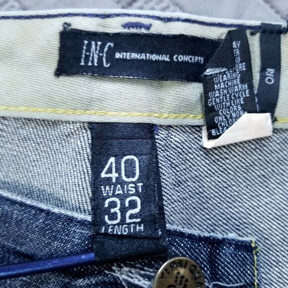 Inc International Concepts Jeans Mens 40x32 Blue Straight Fit Dark Wash Denim - Picture 8 of 11